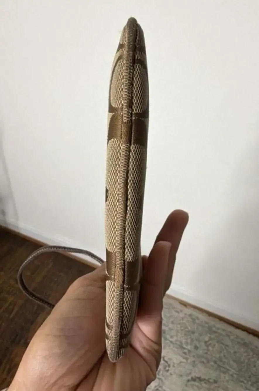Coach Brown Signature Jacquard Monogram Wristlet